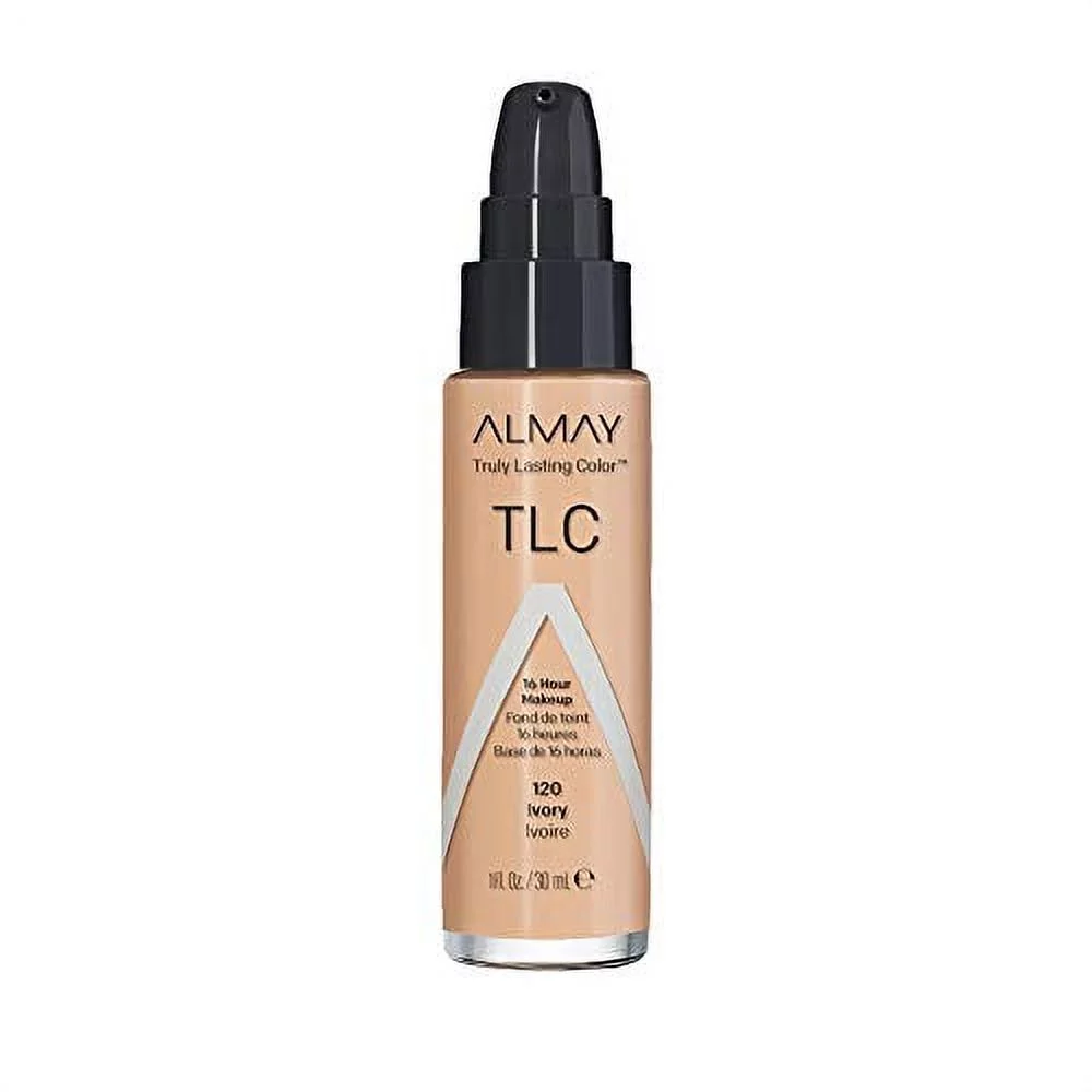 Almay Truly Lasting Color Liquid Makeup, Long Wearing Natural Finish Foundation with Vitamin E and Lemon Extract, Hypoallergenic, Cruelty Free, -Fragrance Free, Dermatologist Tested, 120 Ivo