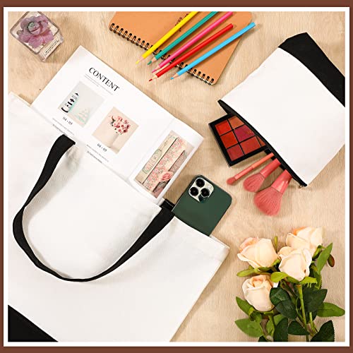 Sanwuta 20 Pcs Large Blank Canvas Tote Bags and Makeup Bags Blank Reusable Grocery Luggage Canvas Tote with Handles(10 Airy Pastel Pack)