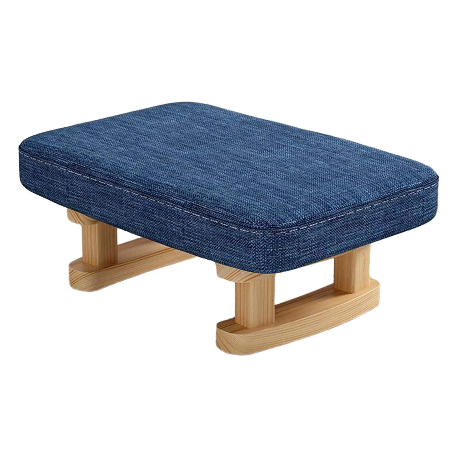 Foot Rest with Wooden Legs Small Ottoman, Multifunctional, Decorative Rectangle Step Stool Padded Foot Stool for Guest Room Bedroom Couch blue