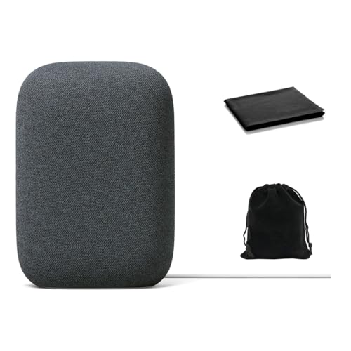 Google Audio Bluetooth Speaker - Wireless Music Streaming, Powerful Sound, Assistant Built-in, Wi-Fi and Bluetooth Connectivity, Smart Home Control, Stereo Pairing, Includes Pouch and Cloth
