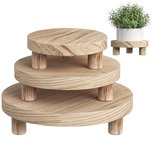 3 Pcs Wood Plant Stand Indoor Outdoor, Wooden Stool Display Stand 6/8/10