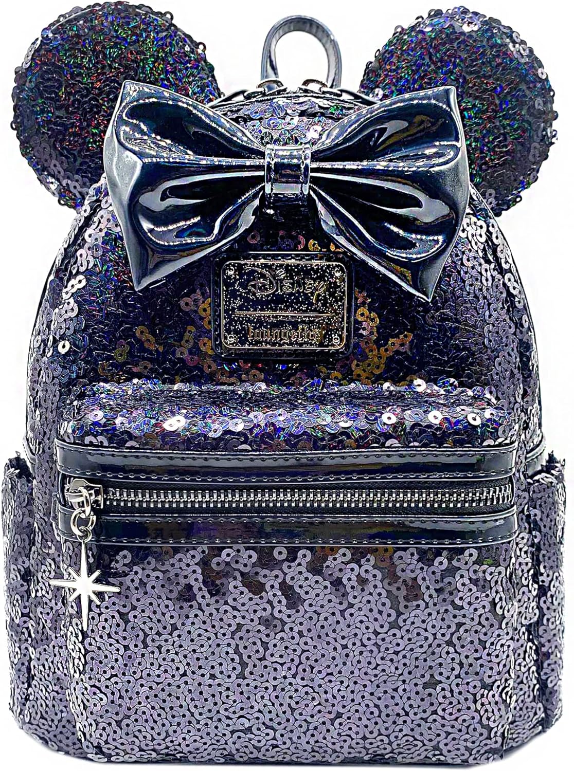 Loungefly X LASR Exclusive Disney Celestial Dreams Black Holographic Sequin Minnie Mini Backpack - Fashion Cosplay Disneybound Cute Backpacks
