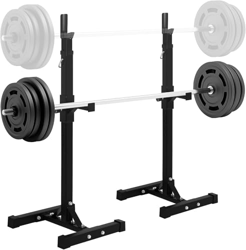 Barbell Racks Adjustable Squat Rack Stand 550 Lbs Max Load, Multi-Function Weight Lifting for Home Gym Bench Press Professional Fitness Equipment Portable Barbell Stand Set of 2, Black