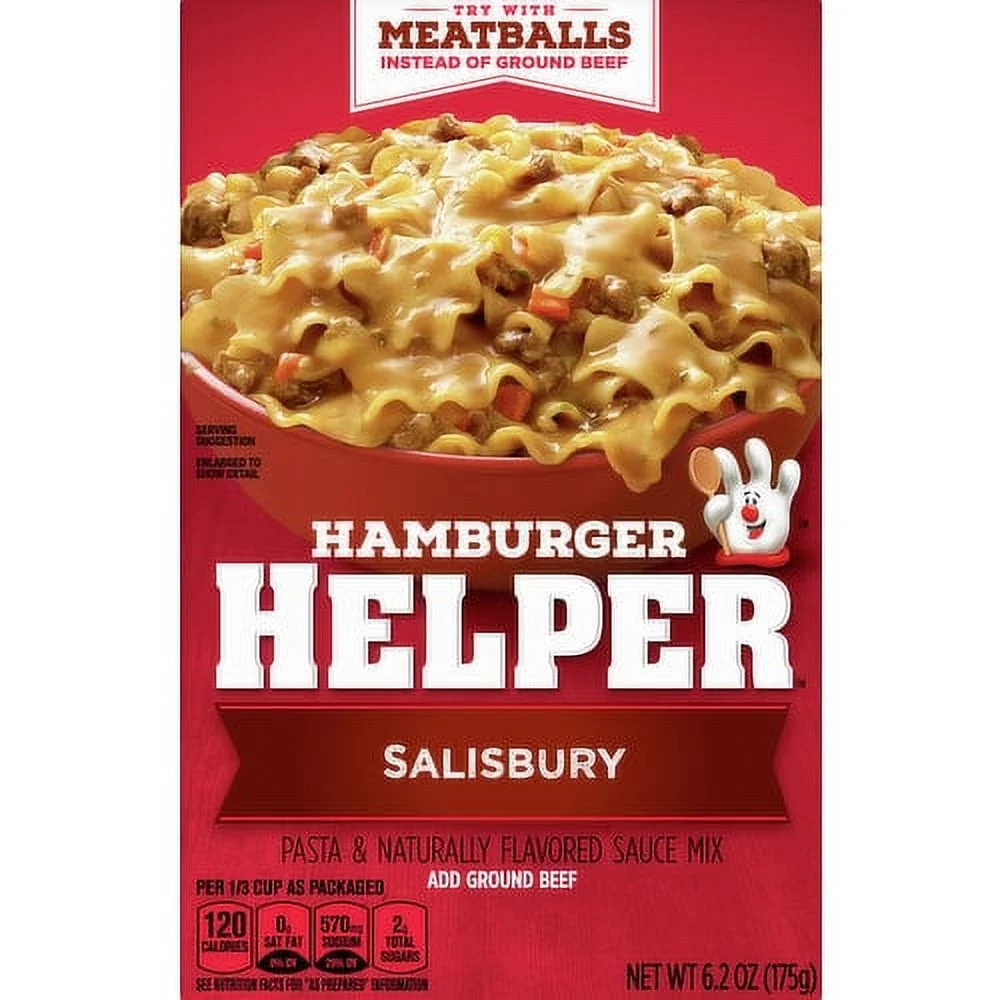 Hamburger Helper Pasta & Sauce Mix, Salisbury, 6.2 oz Box, Quantity of 4