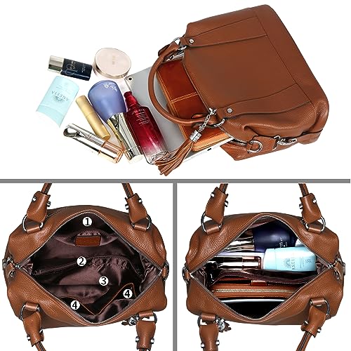 HESHE Womens Genuine Leather Handbags Purse Crossbody Satchel Tote Bags Ladies Real Leather Bags