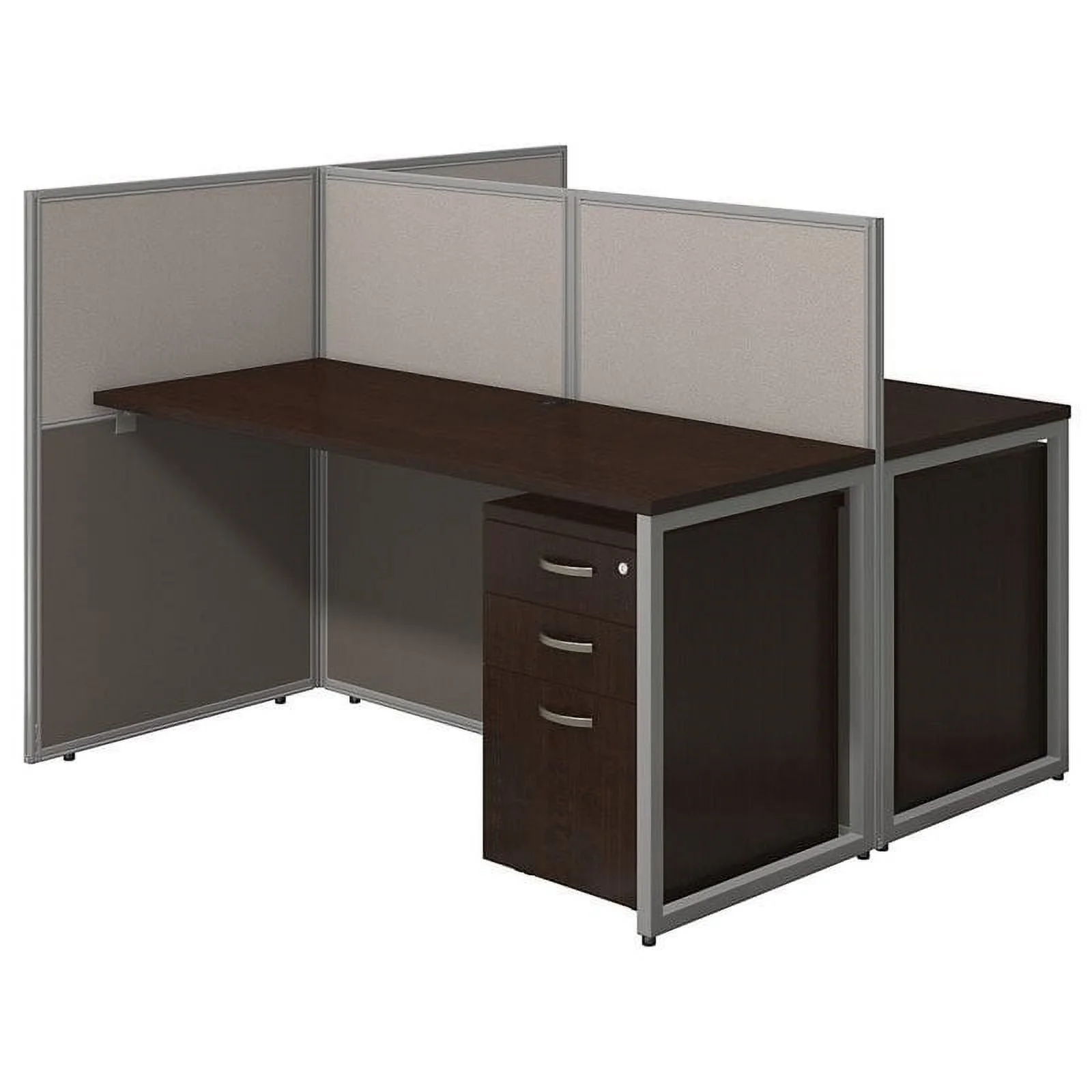 Scranton & Co Furniture 60W Two Person Straight Desk Office Suite in Cherry