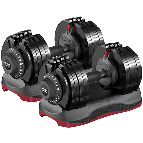 Ativafit 27.5/66/88LBS Pair Adjustable Dumbbell Set with Anti-slip Handle 12 In 1 Quick Dial Adjustment Weights With Safety Locking Button Space Saving Strength Training for Full Body Home Gym Workout