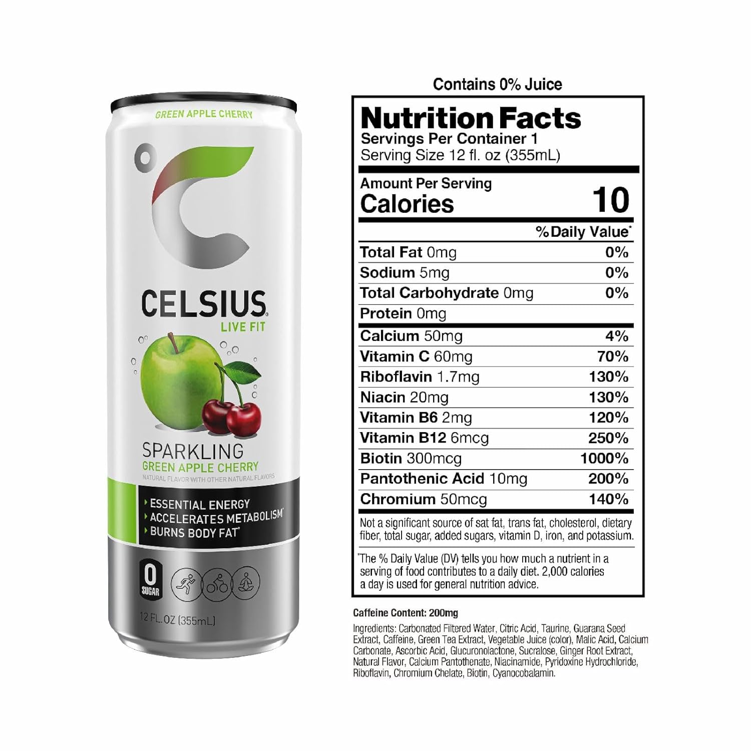 Celsius Green Apple Cherry 12oz