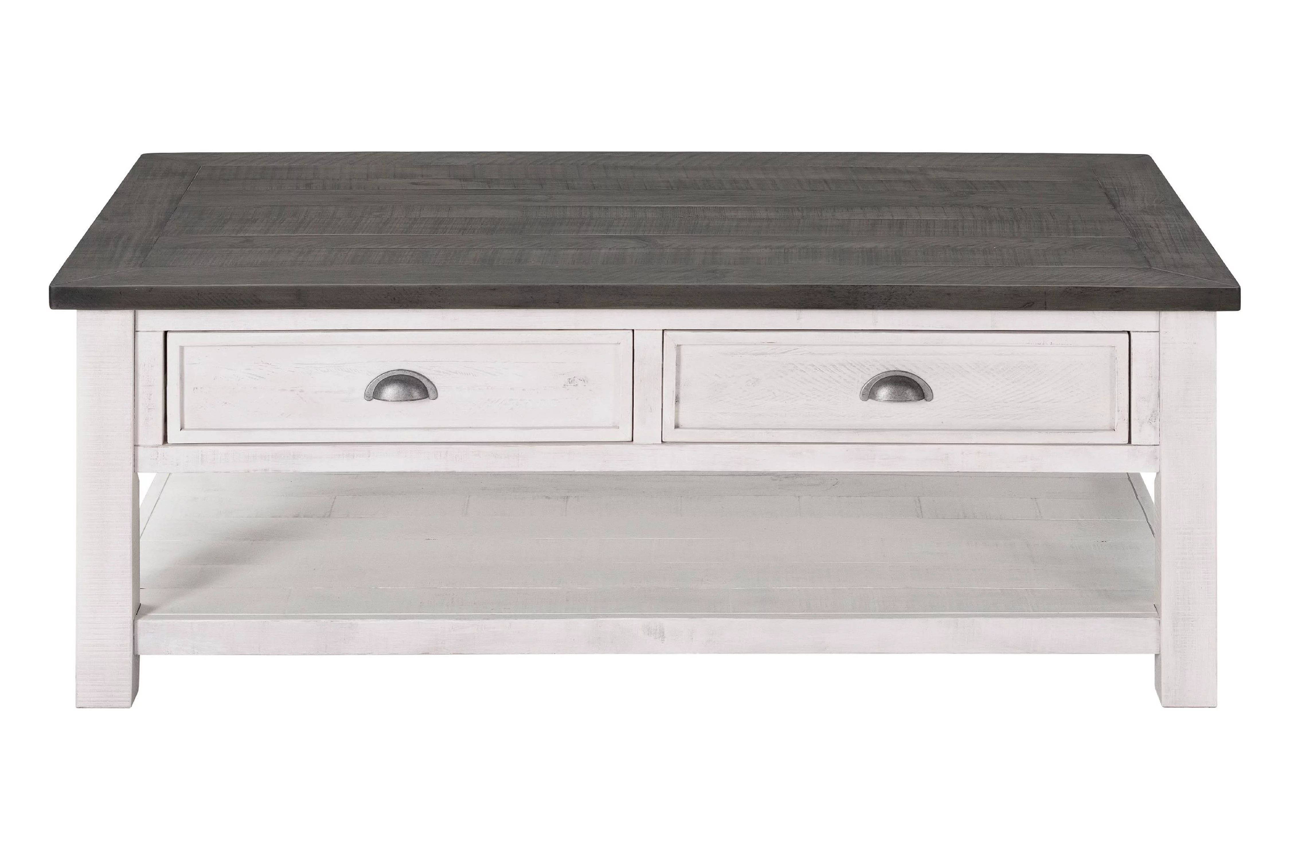 Martin Svensson Home Monterey Solid Wood 2 Drawer Coffee Table White and Gray