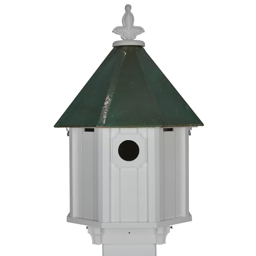 Bluebird Songbird Duplex Bird House, Verdigris Patina Roof (4