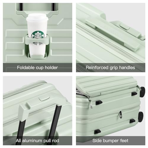 ROAMING Grace Expandable Carry On Luggage Airline Approved, 20 Inch Hardside Carry On Suitcase with Wheels, Travel Harshell Spinner Small Luggage with Tsa Lock, Jade cyan, 20-Inch Carry-On