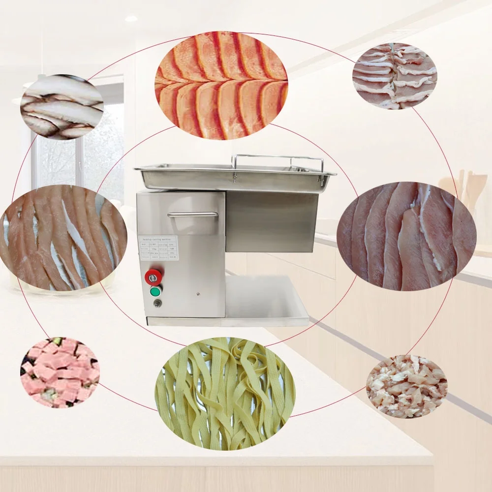 Techtongda 90T-B Stainless Steel Meat Cutter Meat Slicer Cutting Machine with 5mm Blade