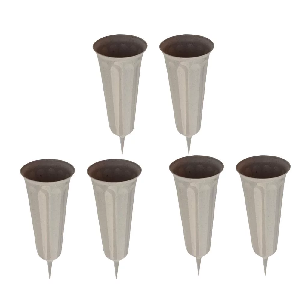 6-pack 26cm Stake Grave Fluted Flower Vases Holder for Lawn Garden