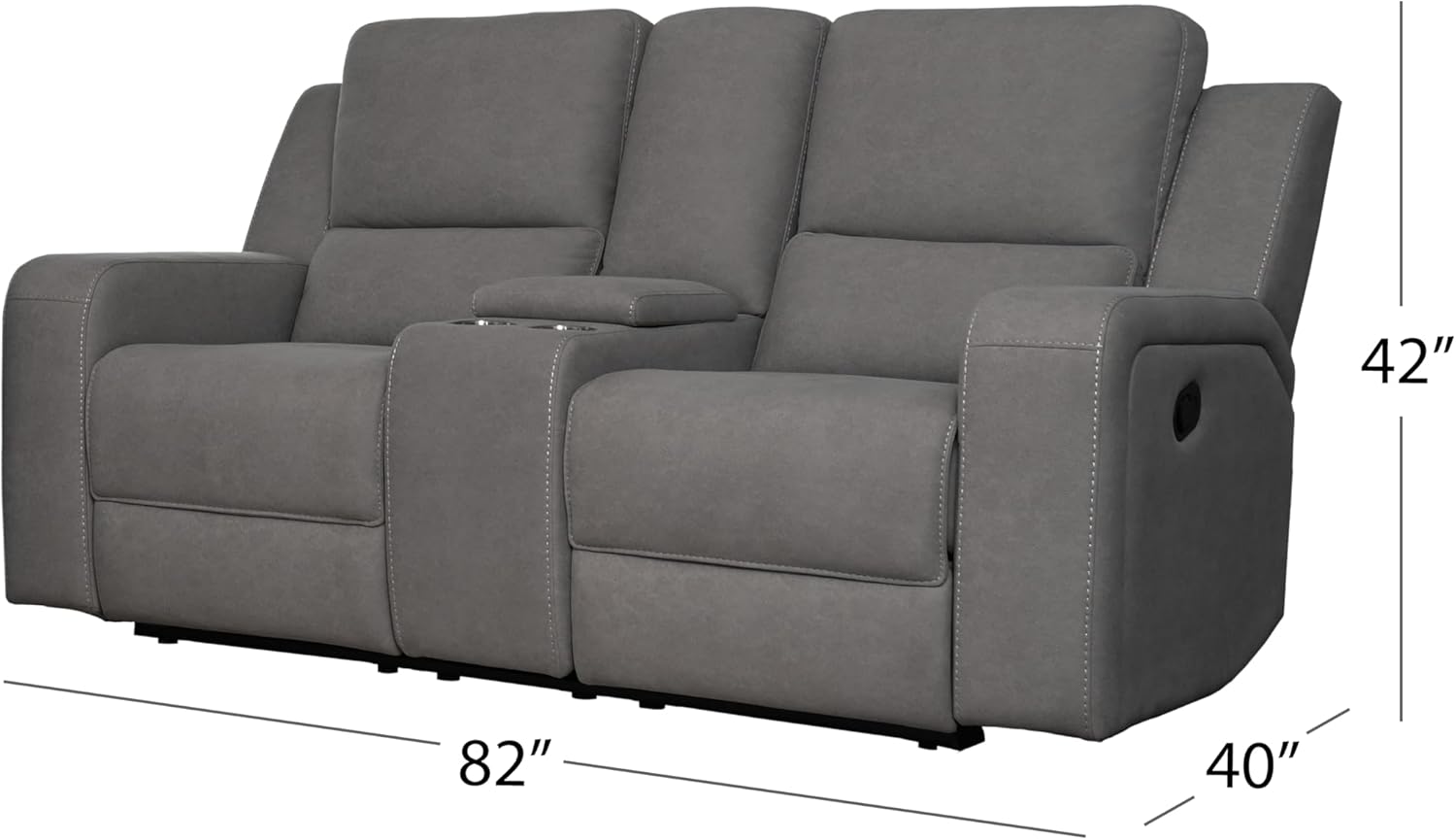 Abbyson Living Margaret 3PC Fabric Manual Reclining Sofa Collection, Charcoal Living Room Set