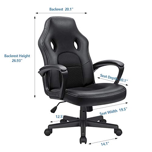 Office Gaming Chair High Back Leather Computer Chairs Ergonomic Height Adjustable Racing Game Desk Chair Executive Conference Task Chair (Blue)