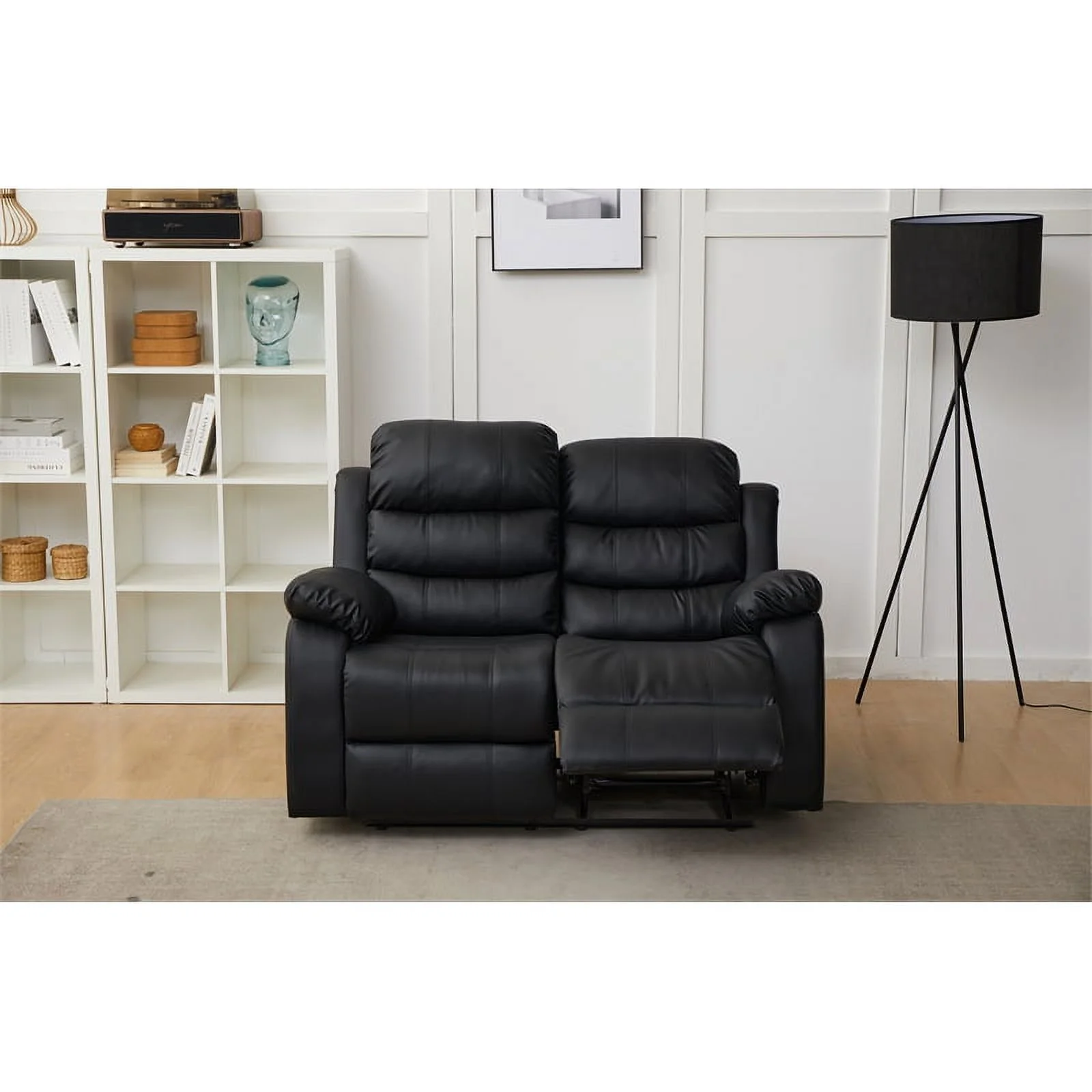Kingway Furniture Eston Faux Leather Living Room Loveseat in Black