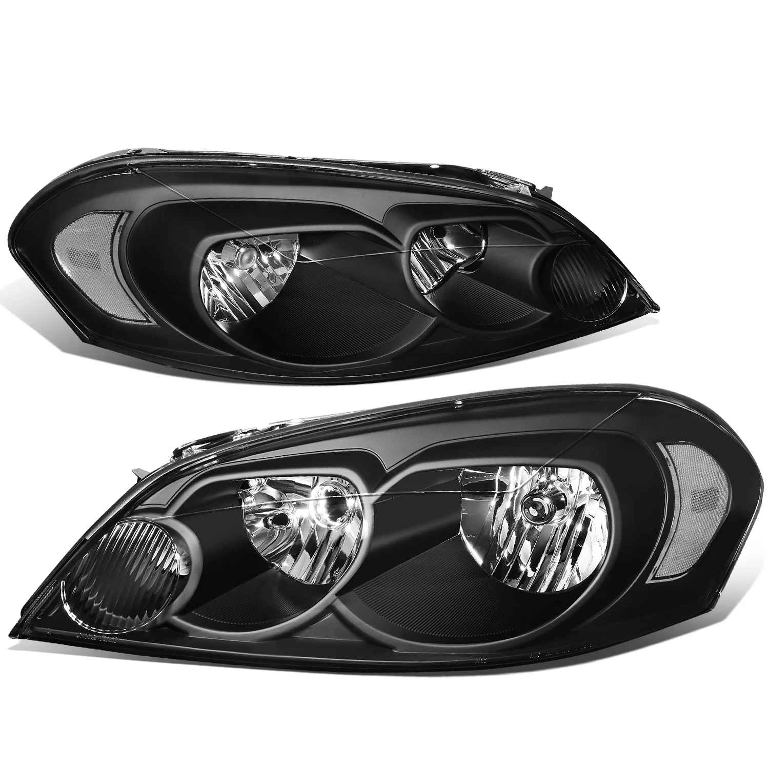 DNA Motoring HL-OH-CI06-BK-CL1 For 2006 to 2016 Chevy Impala Monte Carlo Headlight Assembly Black Housing Clear Corner Headlamp 07 08 09 10 11 12 13 14 15