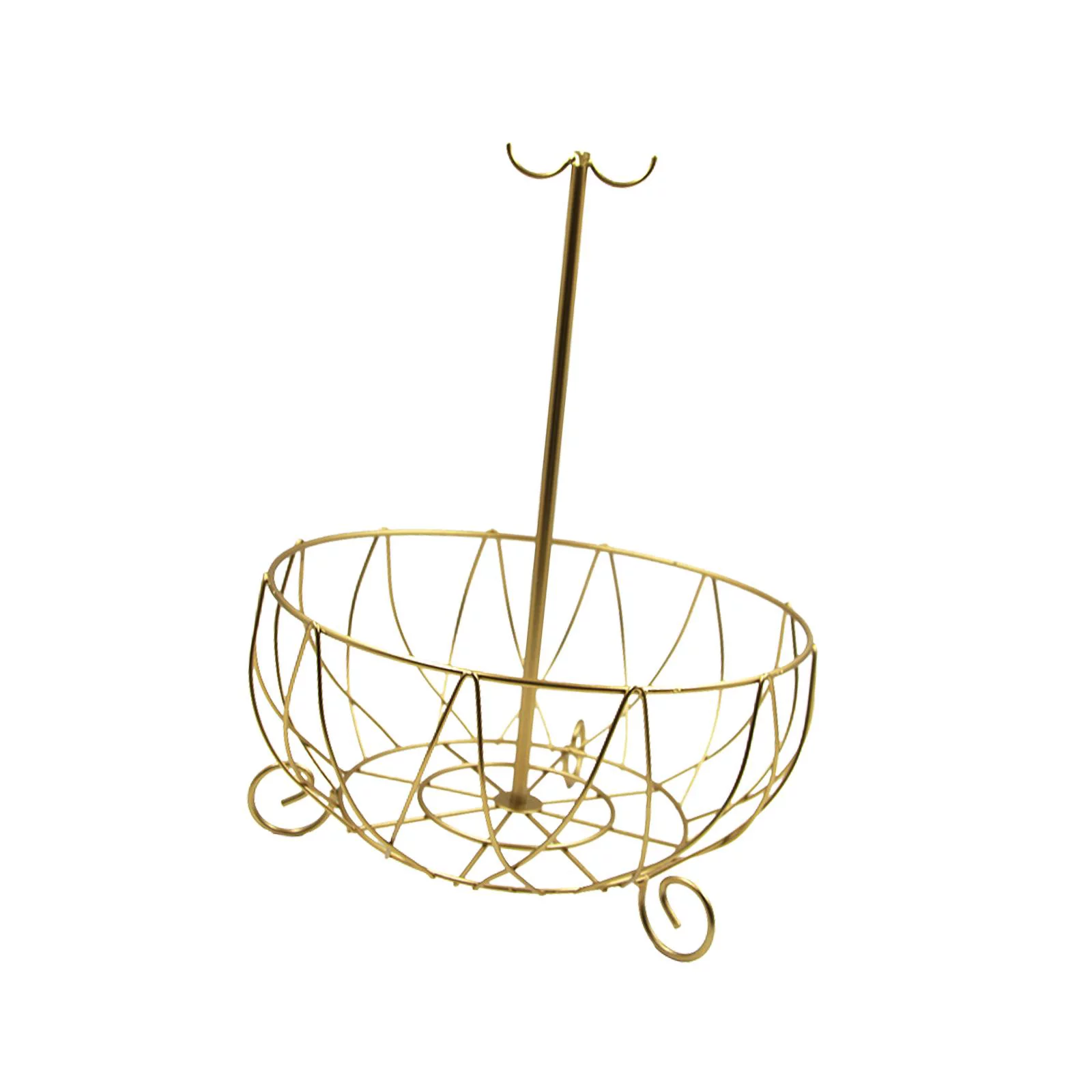 Fruit Basket with Banana Hanger, Countertop Fruit Vegetable Basket Bowl for Kitchen Counter, Iron Wire Storage Basket, Holder