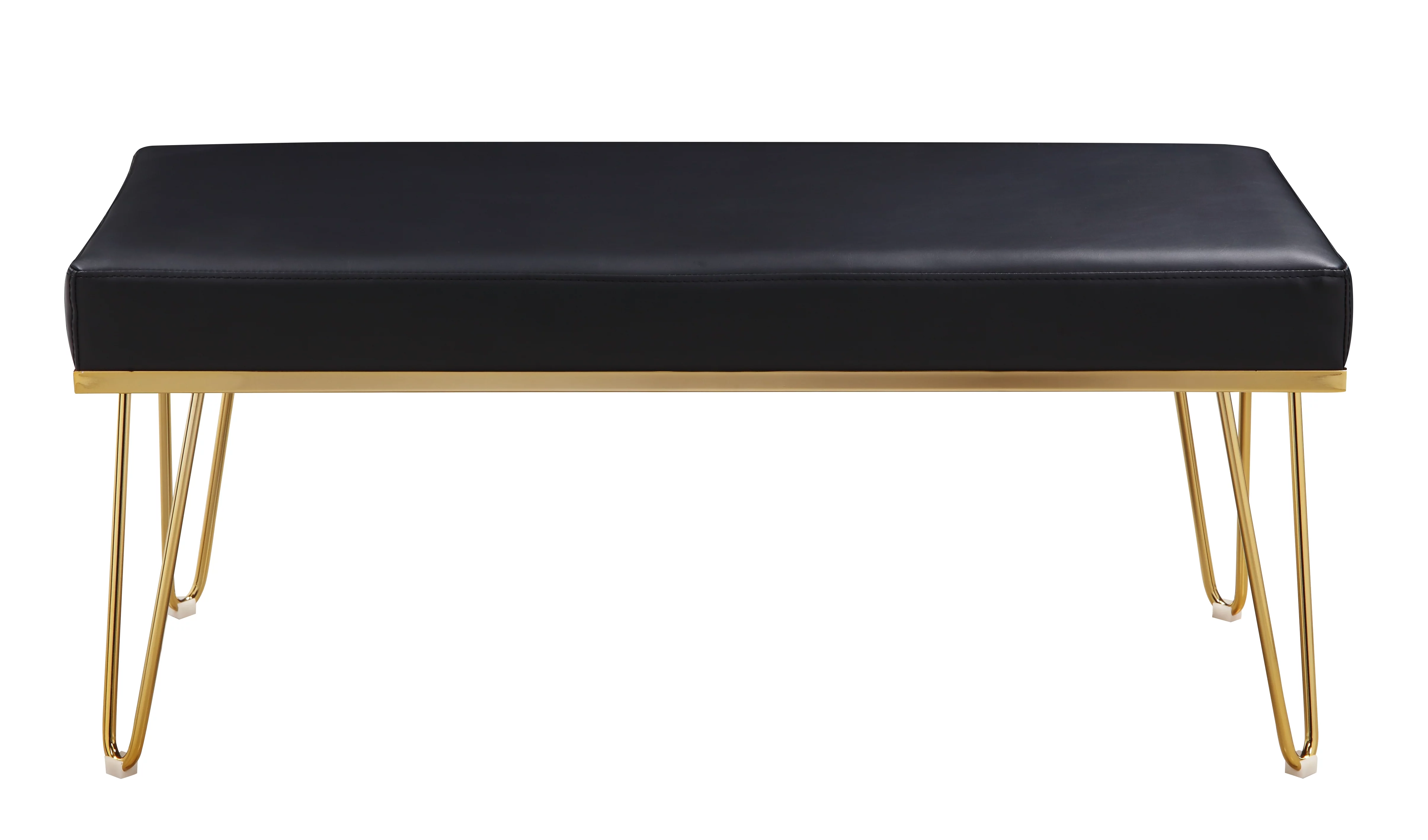 Chic Home Aldelfo Bench PU Leather Upholstered Hairpin Legs, Black