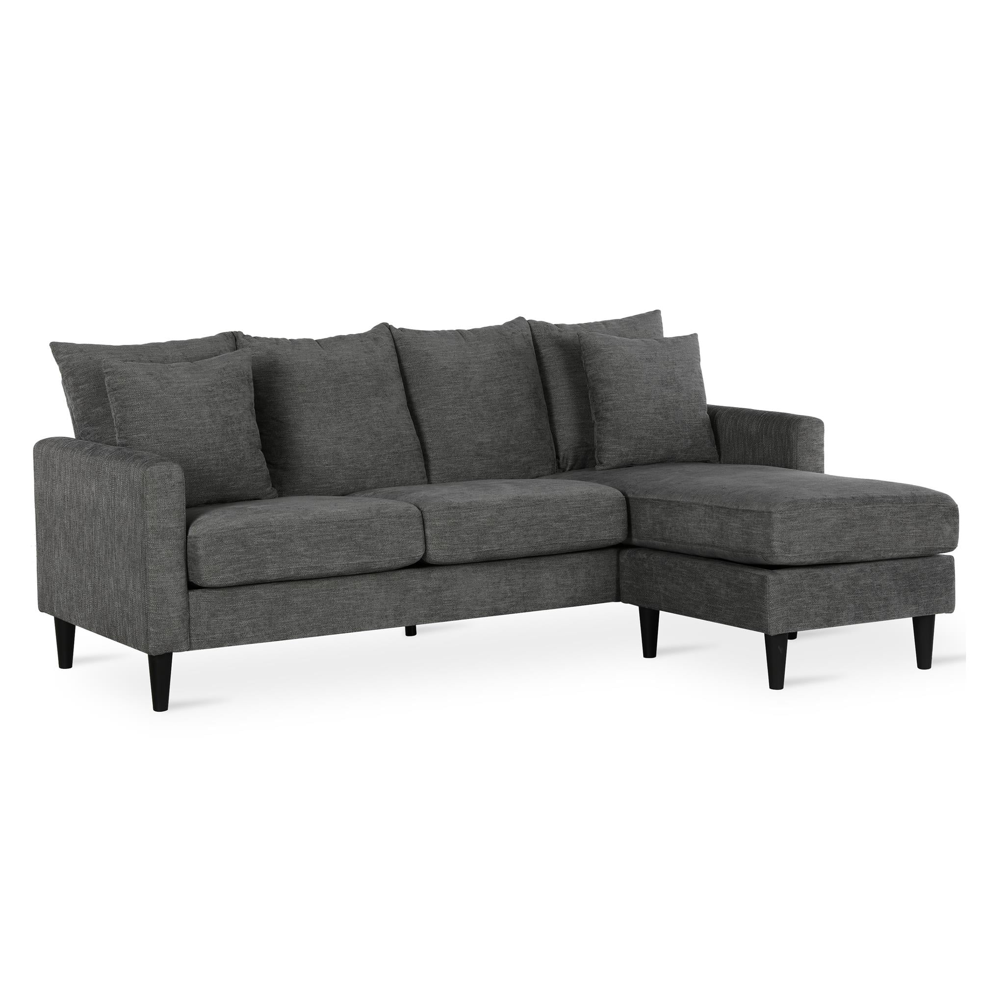 DHP Keaton Reversible Sectional with Pillows, Gray