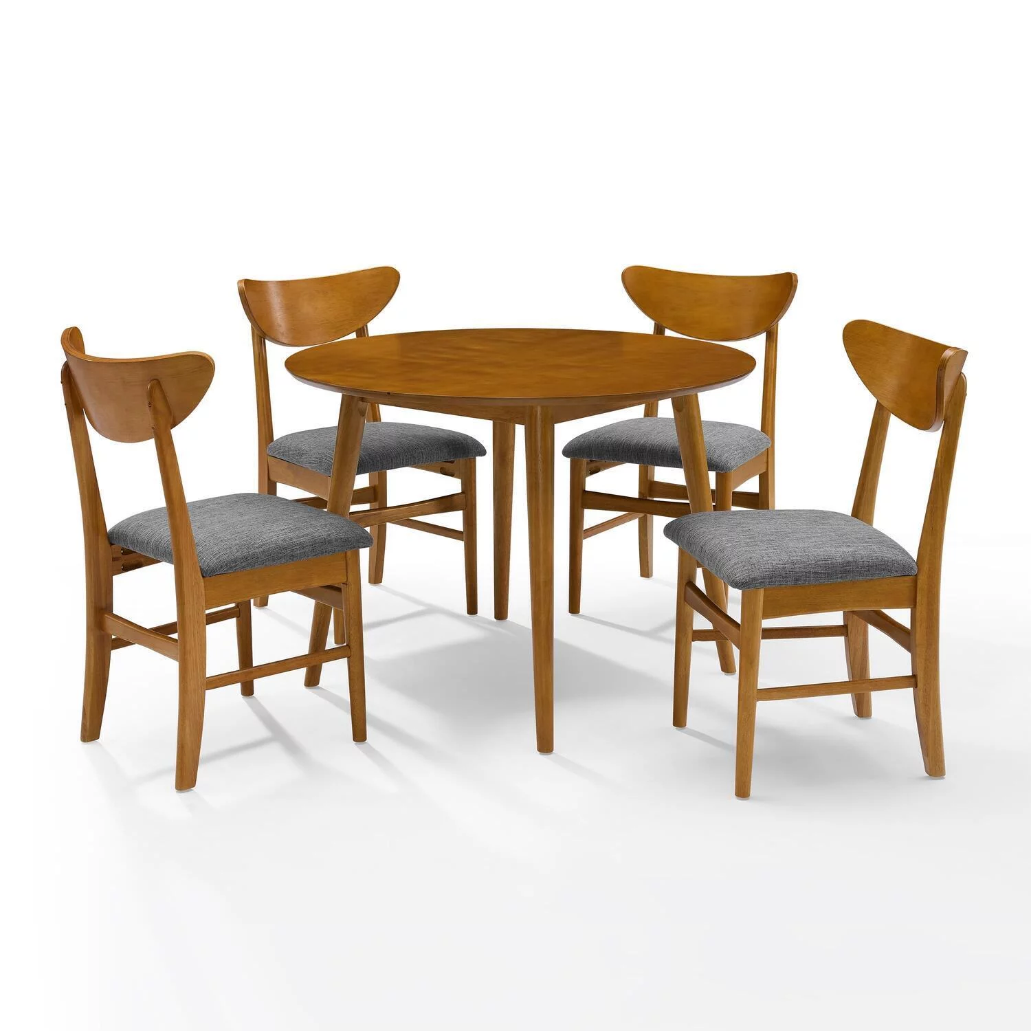 HomeStock Vintage Vogue 5Pc Round Dining Set Acorn - Table & 4 Wood Back Chairs