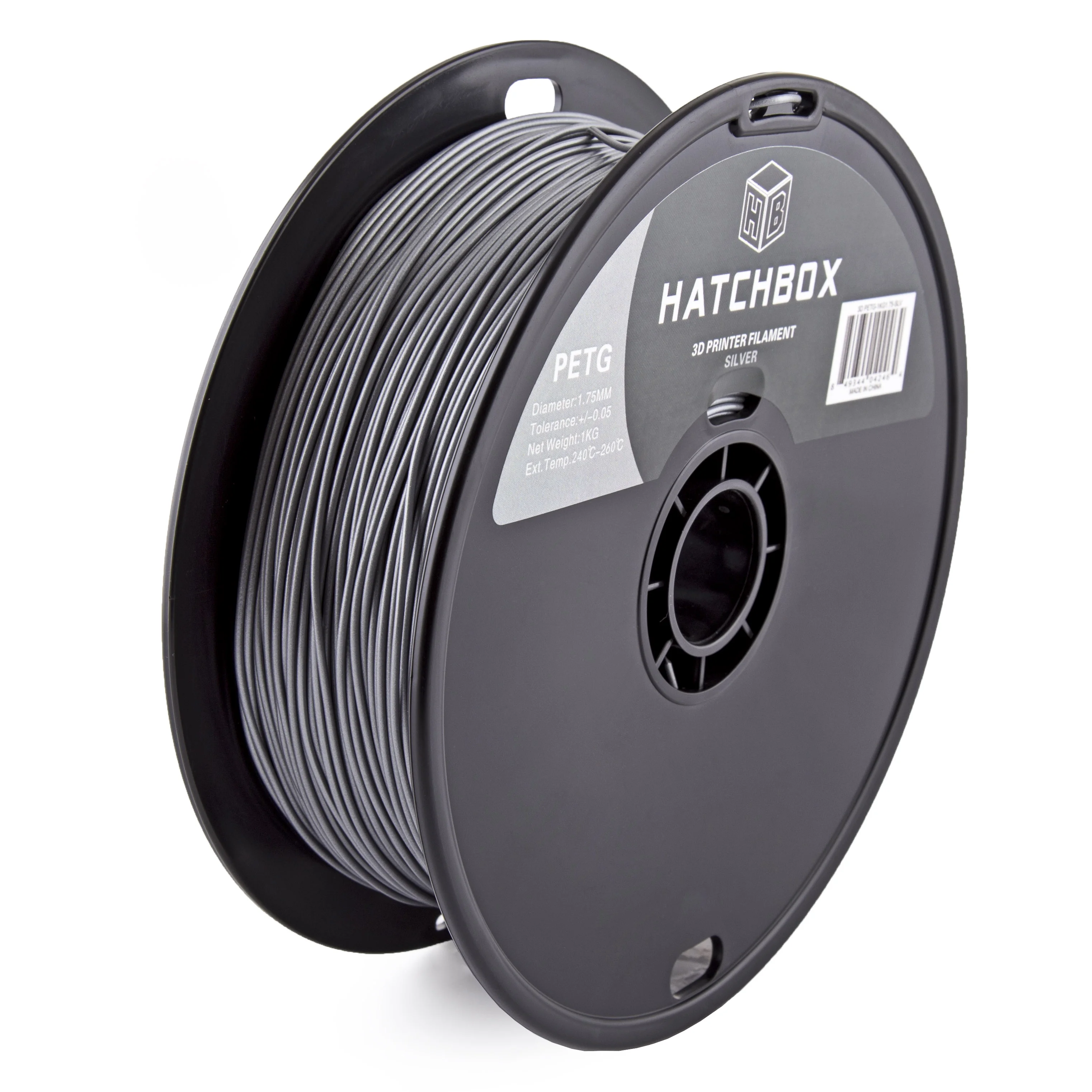 HATCHBOX 3D PETG-1KG1.75-SLV PETG 3D Printer Filament, Dimensional Accuracy +/- 0.05 mm, 1 kg Spool, 1.75 mm, Sliver