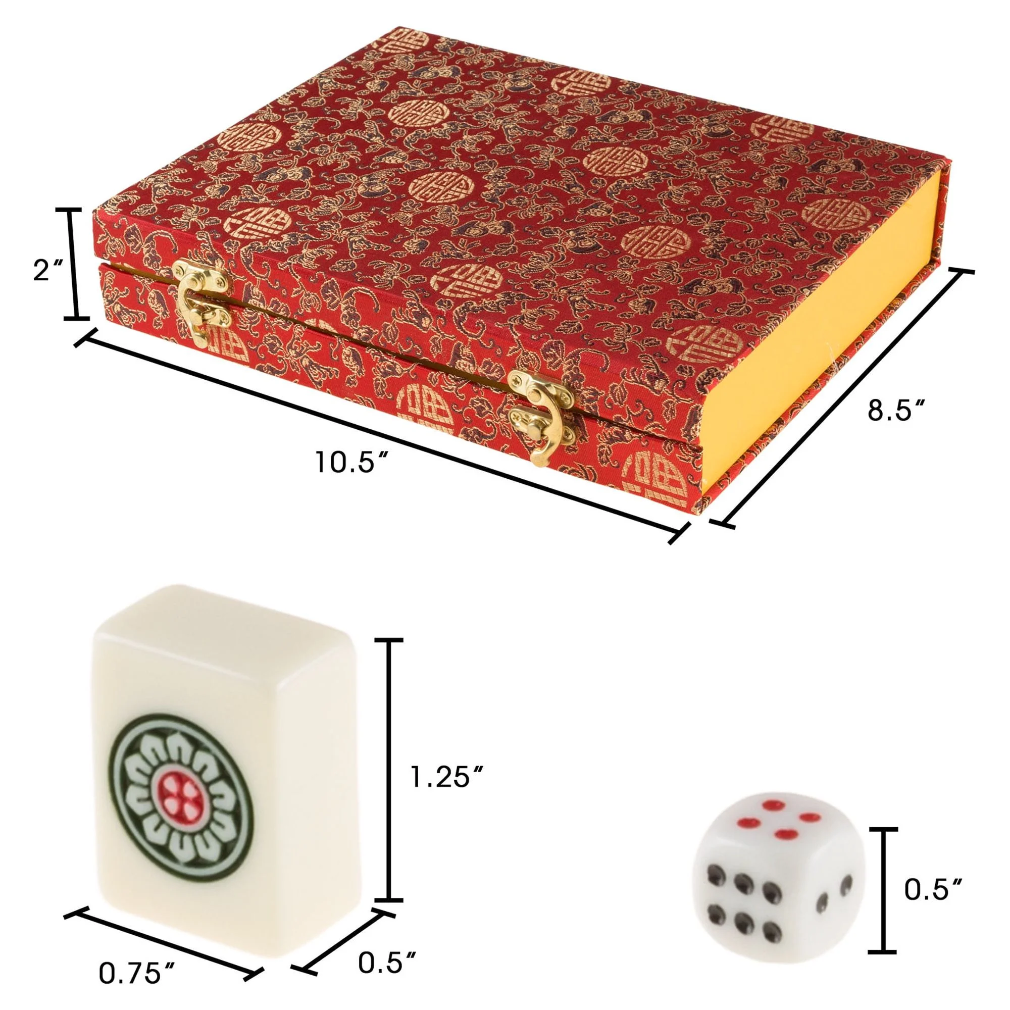 Chinese Mahjong Game Set with 146 Tiles, Dice, and ornate Storage Case by Hey! Play!