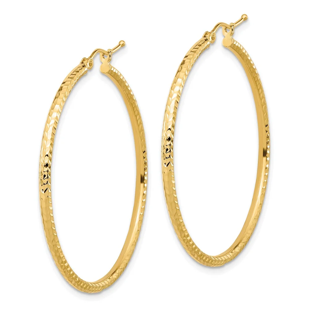 Primal Gold 10 Karat Yellow Gold Diamond-cut 2mm Round Tube Hoop Earrings