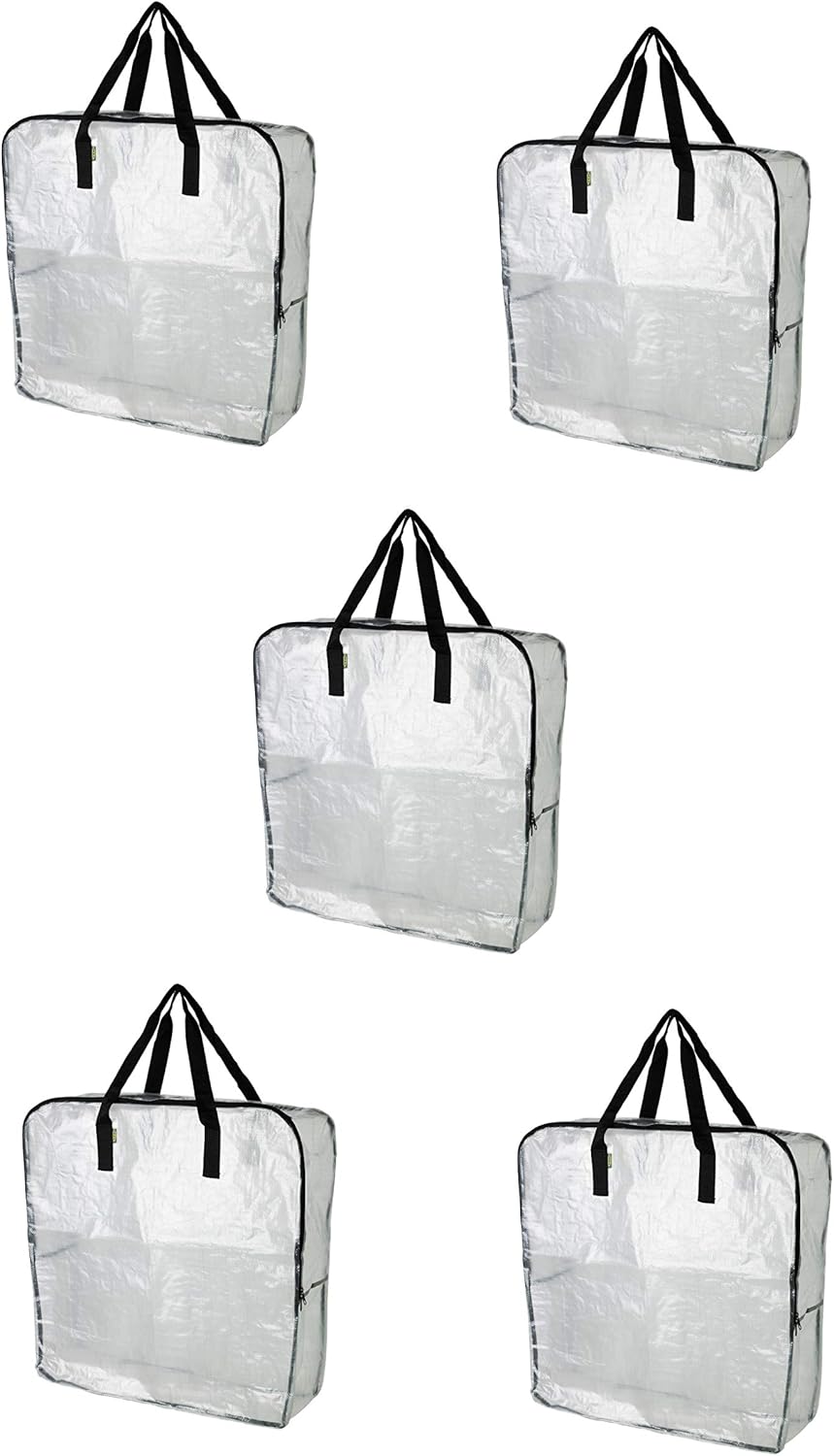 IKEA DIMPA Extra Large Storage Bag, Clear Heavy Duty Bags, Moth Moisture Protection Storage Bags (Pack of 5, 25 ½x8 ¾x25 ½)