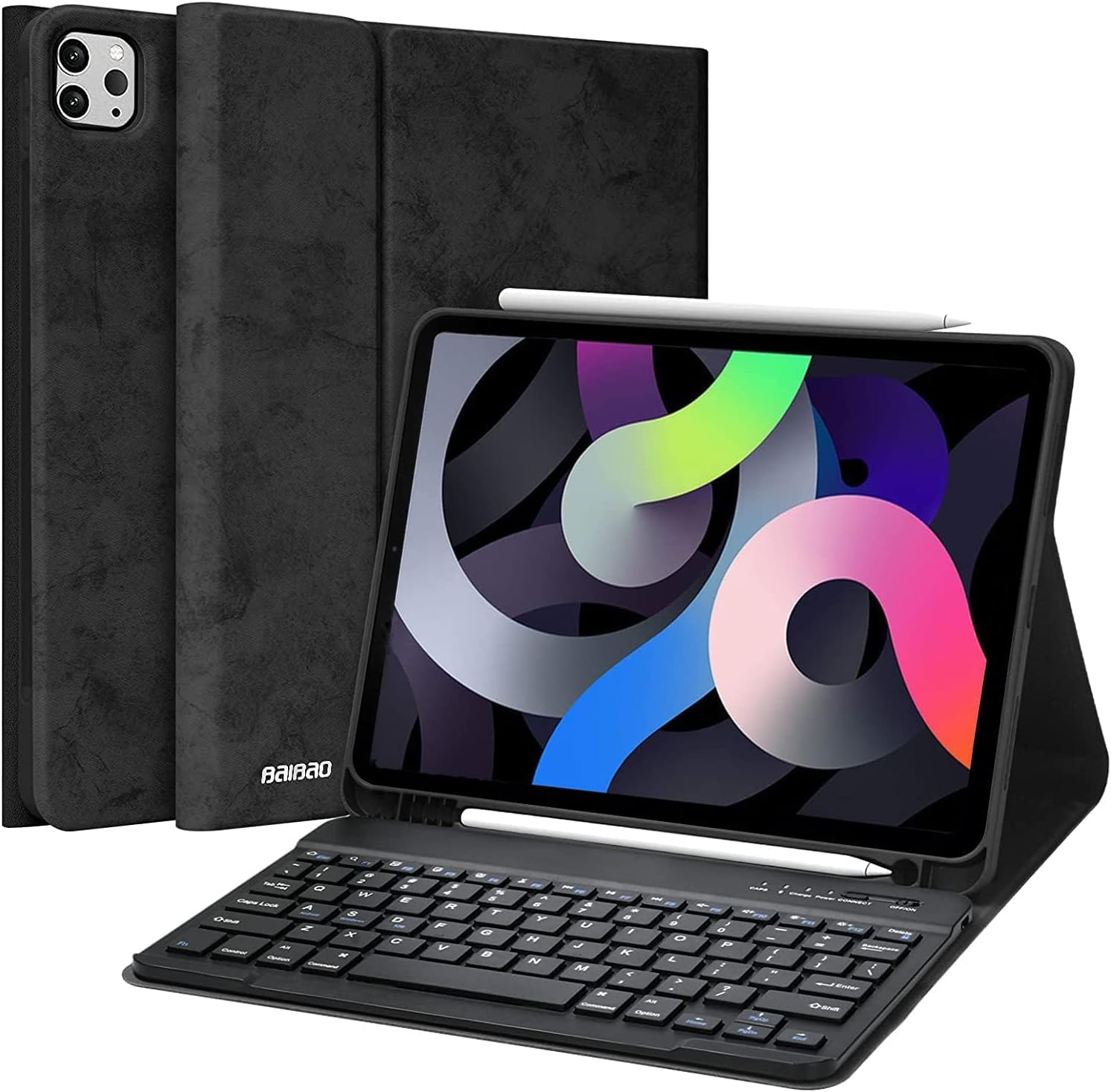 iPad Pro 11 Case with Keyboard for iPad Pro 11 Inch 2021/2020/2018 (3rd/ 2nd/ 1st Gen), 10.9 Inch iPad Air 4th Generation, with Pencil Holder and Detachable Wireless Bluetooth Keyboard (Black)