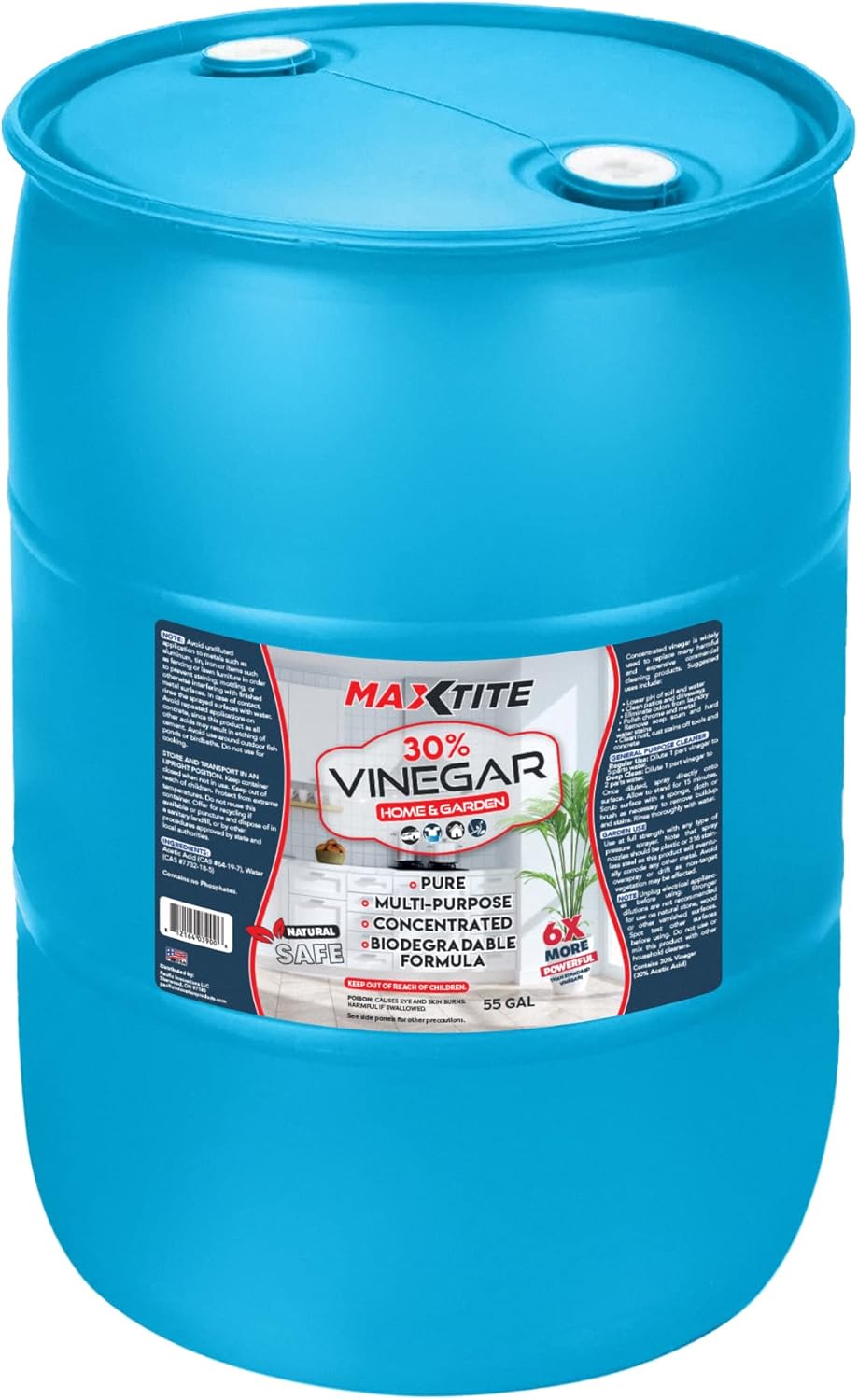 MAXTITE Ultra-Strength 30% Vinegar for Home & Garden Cleaning (55 Gallon Drum)