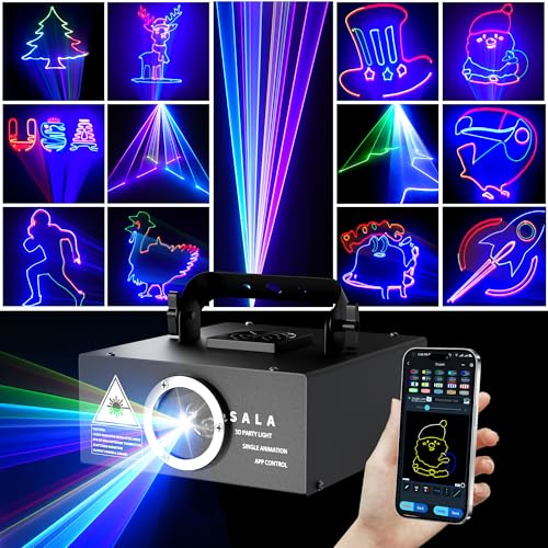 DJ Laser Light with App Control, 3D Animation Laser Projector for Party, Supports Custom Drawings, Text Playback, Personalized Programming, Sound Activated Laser Machine for Stage, Disco, KTV, Bar