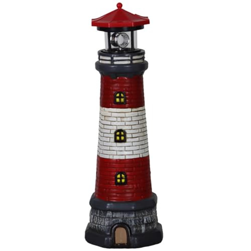 Solar Lighthouse with Rotating LED Lights, Waterproof Lighthouse Lamp, 4.7x4.7x14.8 Decorative Garden Statues Outdoor for Garden Yard Pathway Gifts, Solar Lighthouse