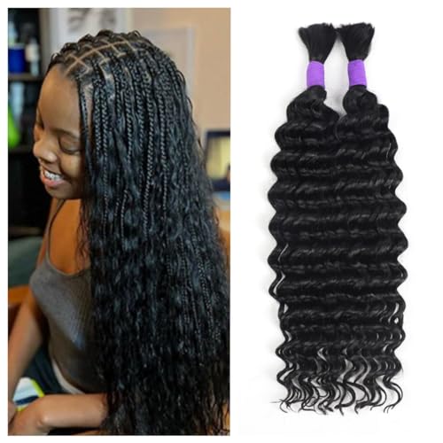 Bulk Human Hair For Braiding 100% Unprocessed Brazilian Virgin Human Hair Extensions 100g (1Pack-2Bundles) Micro Braiding Human Hair No Weft