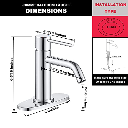 Brushed Gold Vessel Sink Faucet with Pop Up Drain and Supply Lines, Stainless Steel Gold Vanity Faucet Single Hole, JXMMP Single Handle Bathroom Faucet Gold, JXM1001BG