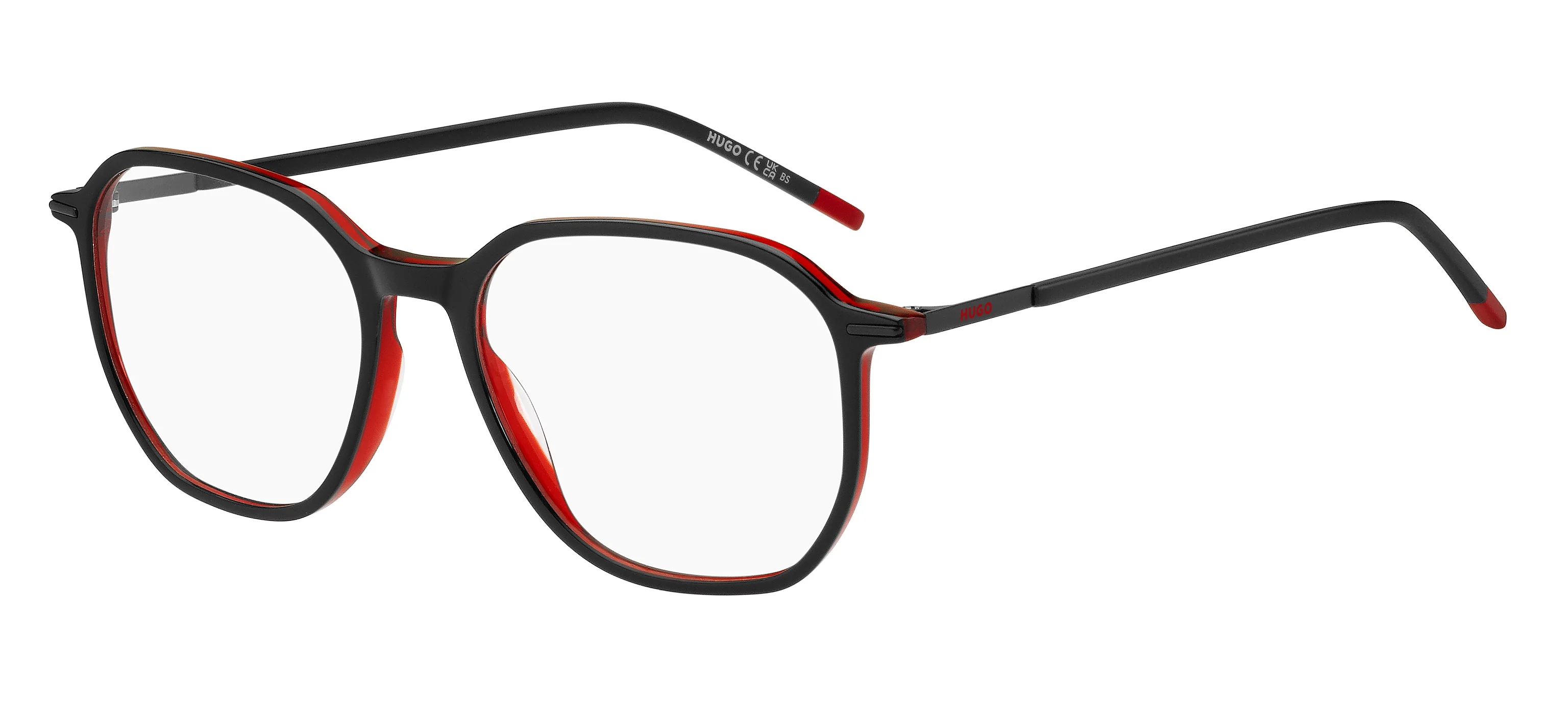 Hugo - HG 1272, Geometric acetate men BLACK RED
