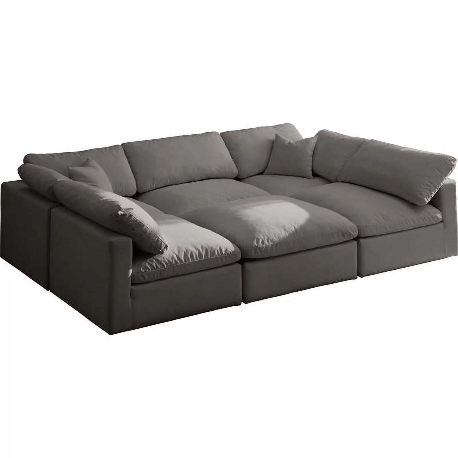 Meridian Furniture Plush Standard Gray Velvet Modular Sectional