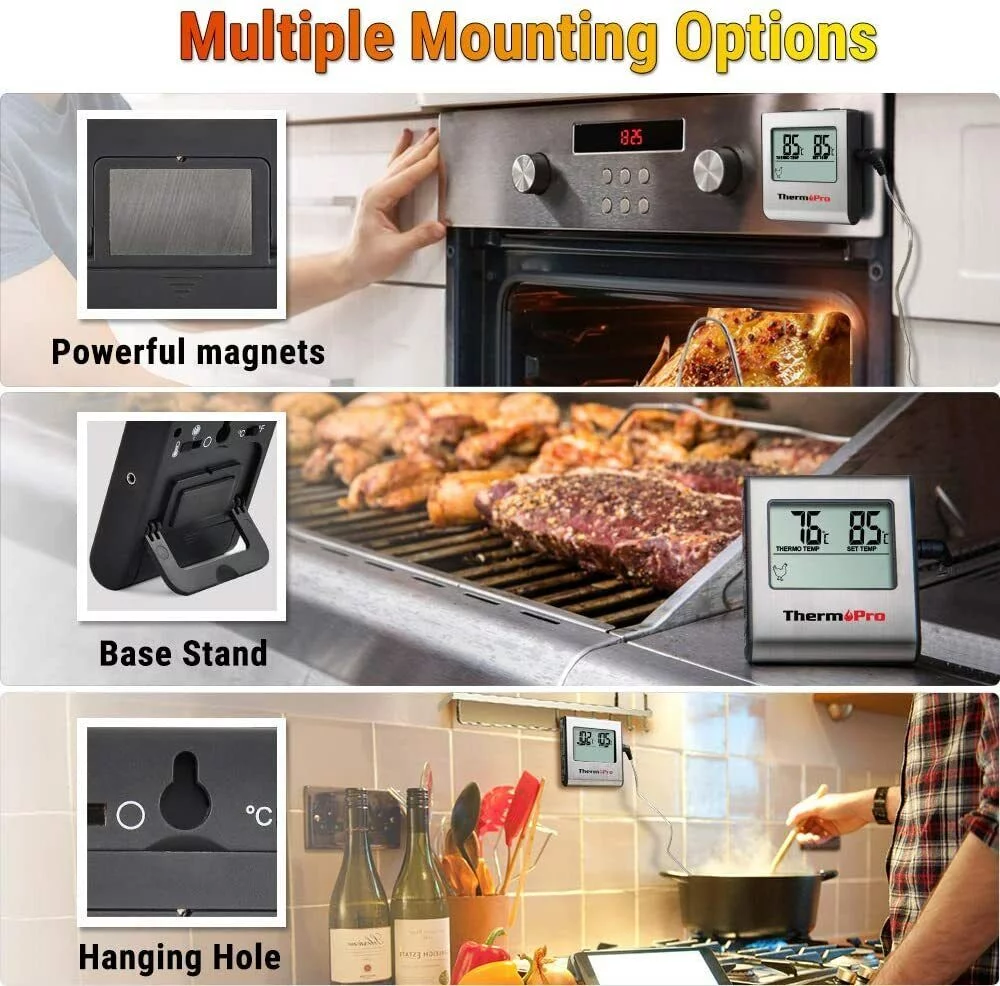 Digital Cooking Meat Thermometer & Clock Timer Food Steak Oven Smoker BBQ Grill, ThermoPro