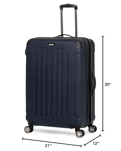 Kenneth Cole REACTION Renegade Luggage Expandable 8-Wheel Spinner Lightweight Hardside Suitcase, Navy Blue, 20-Inch Carry On