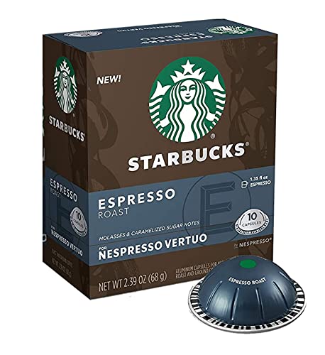 Starbucks Coffee Nespresso Capsules, Espresso Roast, Dark Roast Coffee, Starbucks by Nespresso Capsules for Nespresso Vertuo Machine, 10 CT (Pack of 1)