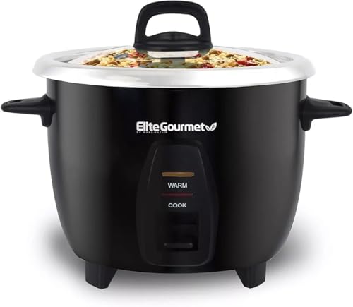 Elite Gourmet ERC2010B Electric Rice Cooker with Stainless Steel Inner Pot Makes Soups, Stews, Porridge's, Grains and Cereals, 10 cups cooked (5 Cups uncooked), Black