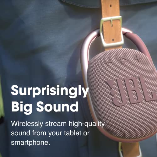 JBL Clip 4 - Portable Mini Bluetooth Speaker, big audio and punchy bass, integrated carabiner, IP67 waterproof and dustproof, 10 hours of playtime, speaker for home, outdoor and travel (Grey)
