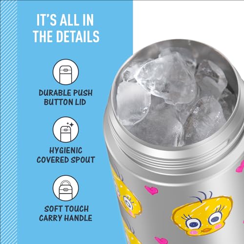 THERMOS FUNTAINER 16 Ounce Stainless Steel Vacuum Insulated Bottle with Wide Spout Lid, Apricot