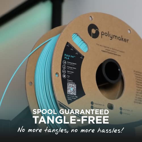 Polymaker PLA Filament, Black 3D Printing PLA Filament 1.75mm 1kg - PolyLite 3D Printer PLA Filament, Dimensional Accuracy +/- 0.03mm, Compatible with Most 3D Printer, Black