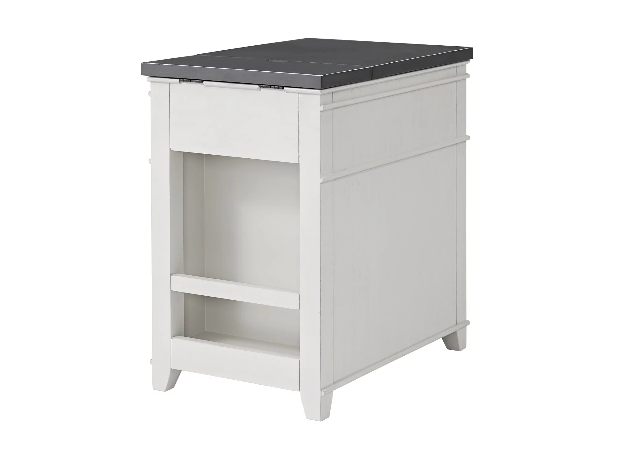 Martin Svensson Home Del Mar Chairside Table with Power, Antique White and Grey