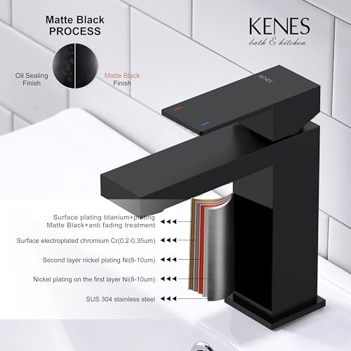 KENES Brushed Nickel Vessel Sink Facuet Single Handle Tall Bathroom Sink Faucet Vanity Bathroom Faucet Basin Mixer Tap with Water Supply Hose and Pop Up Sink Drain, LJ-9031A