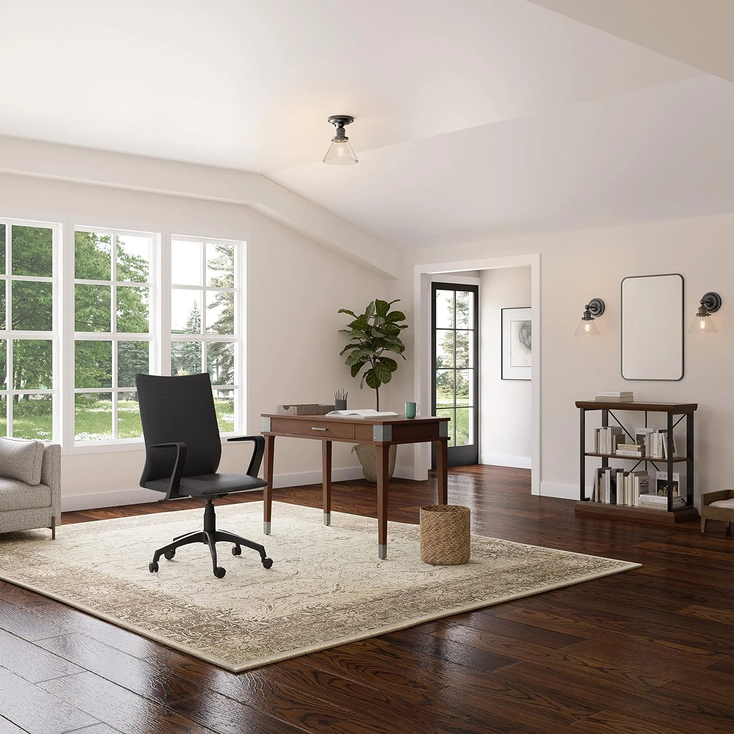 Leick Black Linen Apostrophe Office Chair With Black Caster Base