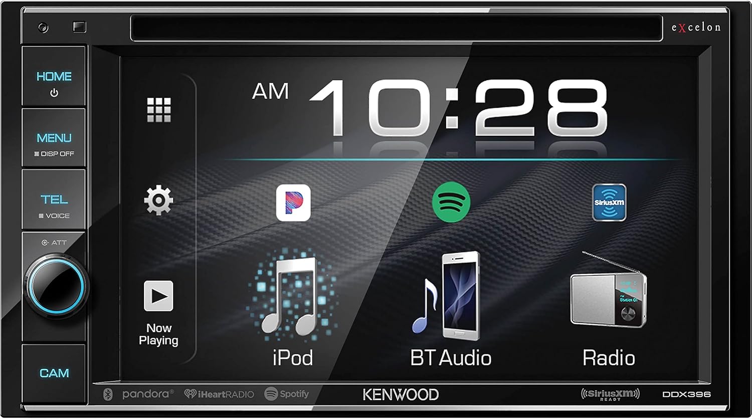 KENWOOD eXcelon DDX396BT Double DIN SiriusXM Ready Bluetooth in-Dash DVD/CD/AM/FM Car Stereo Receiver w/ 6.2