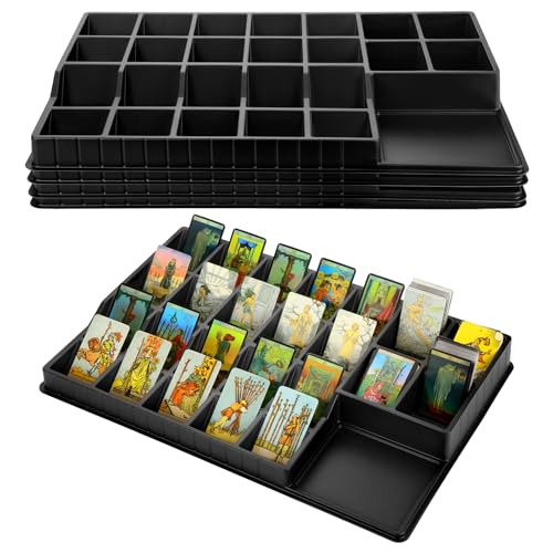 Geetery 4 Pack Card Sorting Tray Black Stackable Sports Card Sorting Trading Dividers 15 Compartment Tray for Organizing(18 x 13 Inches,15 Slot)