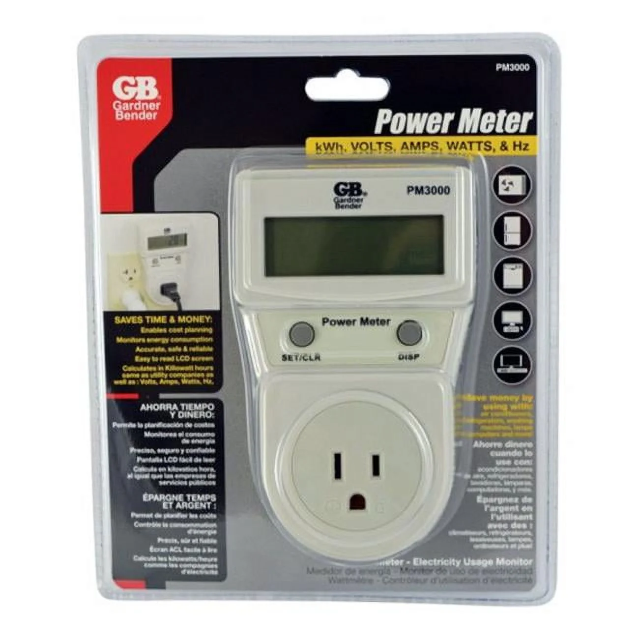 Gardner Bender PM3000 Power Meter Energy Consumption Monitor  White